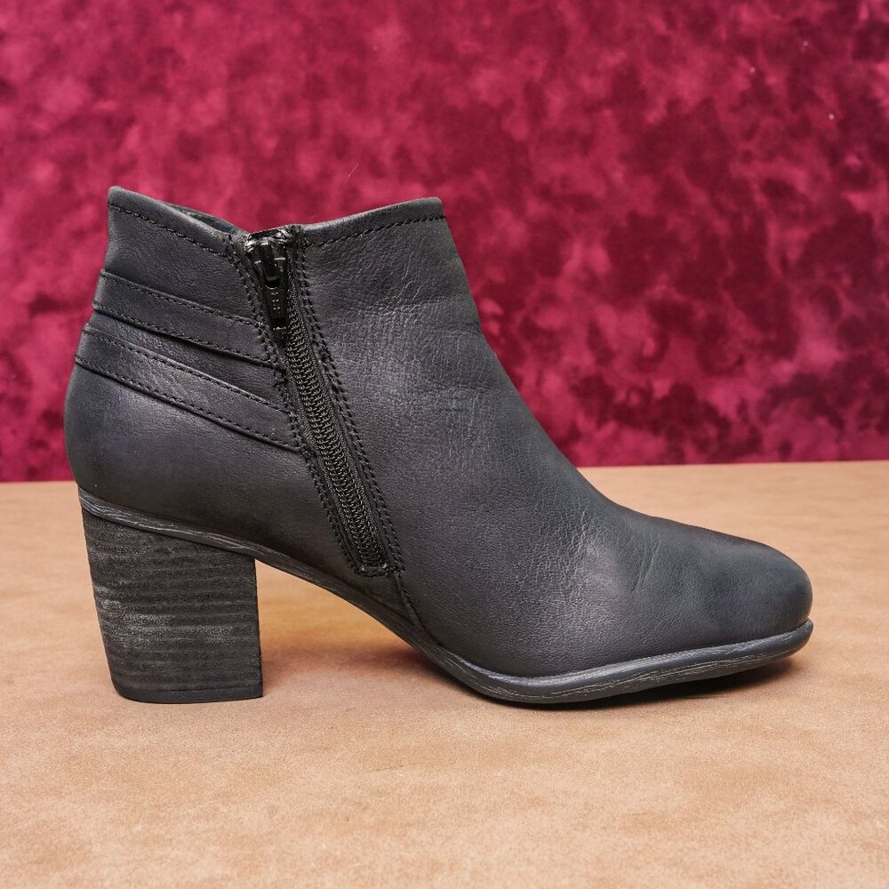 Josef Seibel Women Britney Black Leather Double Buckle Zip Ankle Boots 8US EUR38 - Picture 4 of 8